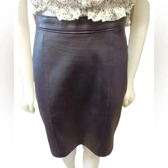 the olde Hide House Vintage 100% Leather  Eggplant Mini Skirt Size 10 - Picture 4 of 10